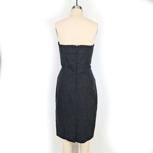 DSquared2 Charcoal Gray Wool Strapless Corset Dress Midi Tailored Fitted  46/M - Picture 7 of 16